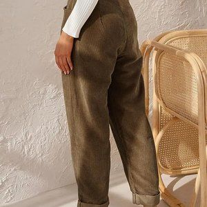 Womens Corduroy Pants Casual High Waisted Straight Leg Vintage Trousers for Wome